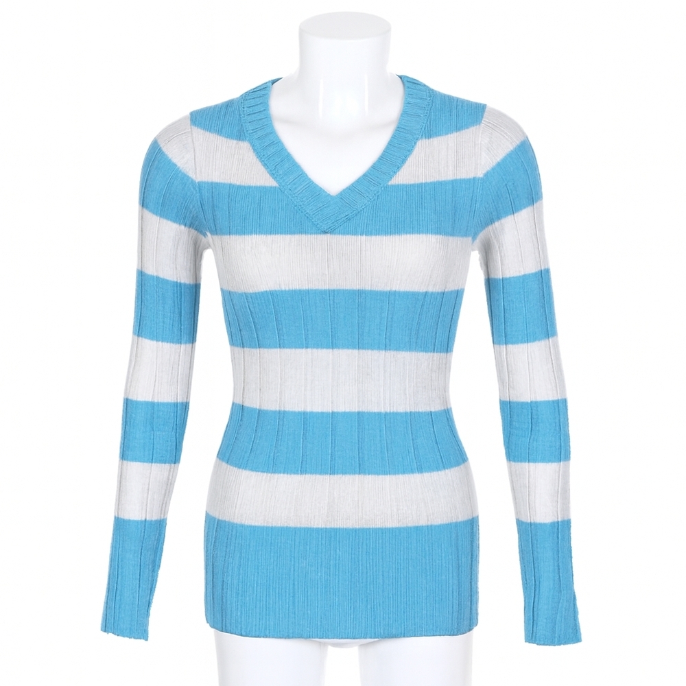 PLACE, Girls' Blue & White Long Sleeves Sweater in good condition, Size S 5/6